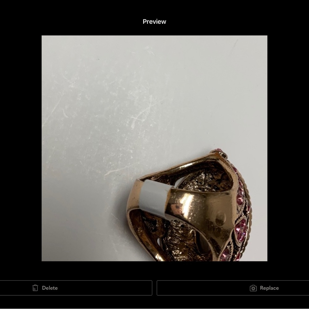 Marquise Pink Crystal Cocktail Ring - Statement Fashion Jewelry - Picture 3 of 4